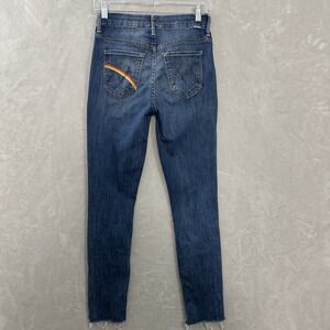 Mother High Waist Looker Ankle Fray Jeans Rainbow Pocket Size 25 (Fits 26x27.5)